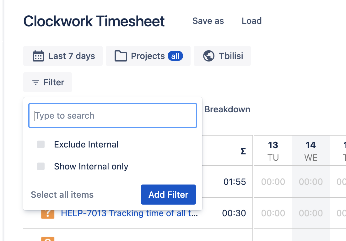 Internal issues filters.png