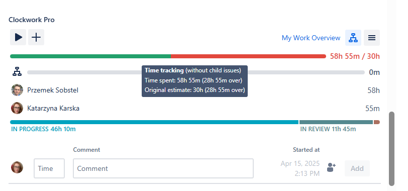 Time Spent Summary in the Issue View.png